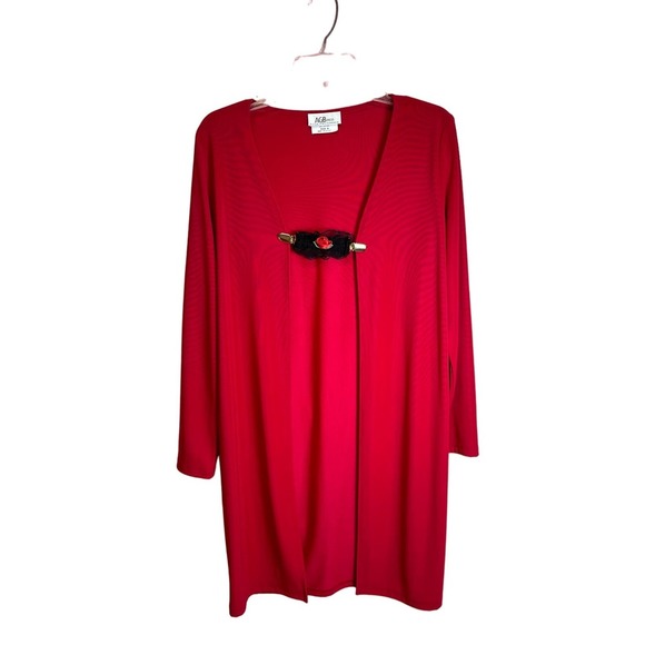 Vtg. AGB Dress Tunic‎ Long Sleeve Cardigan Women’s 8 Open Front Made in USA - Picture 1 of 13